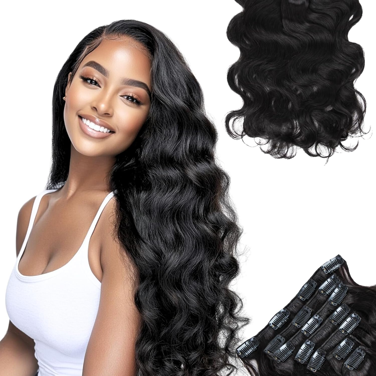 SIYUSI Body Wave Clip In Extensions for Luxurious Thickness