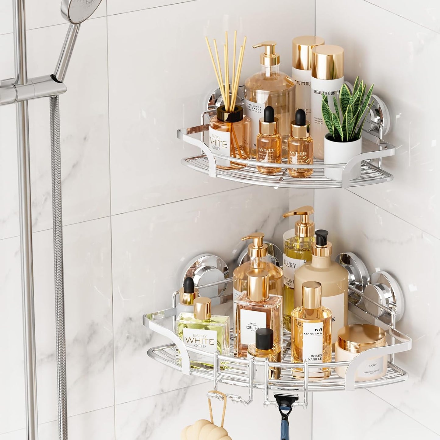 Powerful Suction Cup Corner Shower Caddy for Easy Storage