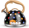 Tea Kettle Whistling Teapot with Wood Pattern Handle - Fast Boil