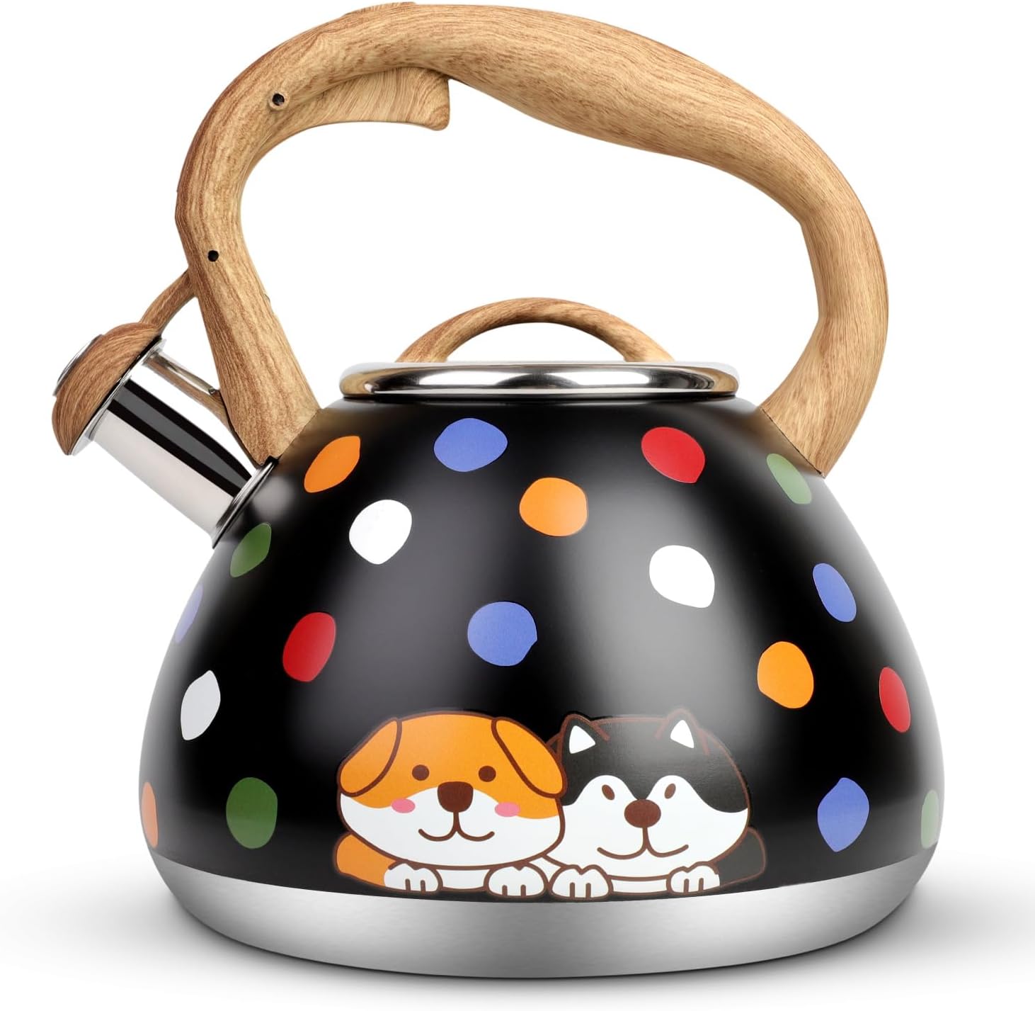 Toptier Whistling Tea Kettle with Unique Wood Pattern Handle