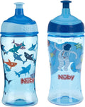 Nuby Printed Kids Pop Up Sipper Water Bottle 12oz - 2 Pack