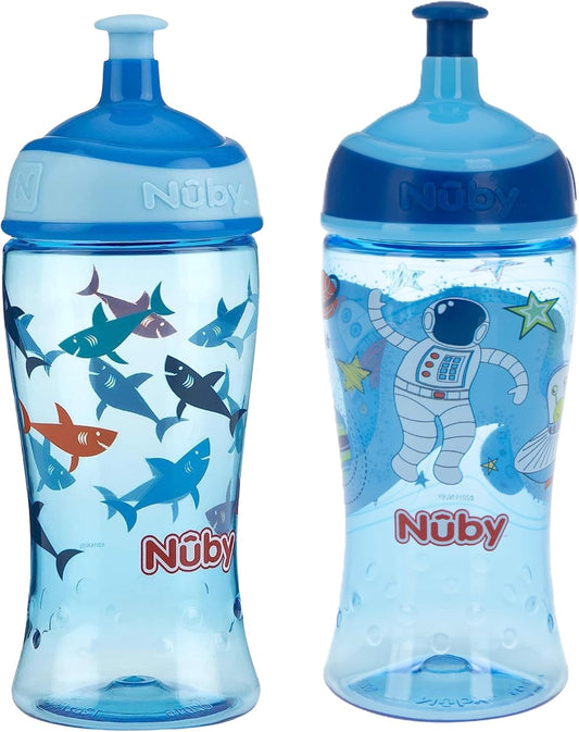 Nuby Kids Pop Up Sipper 12oz x 2 Blue