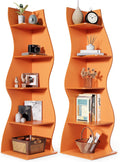 Small Corner Shelf 5-Tier Wall Bookshelf, Orange 2 Pack - Space-Saving