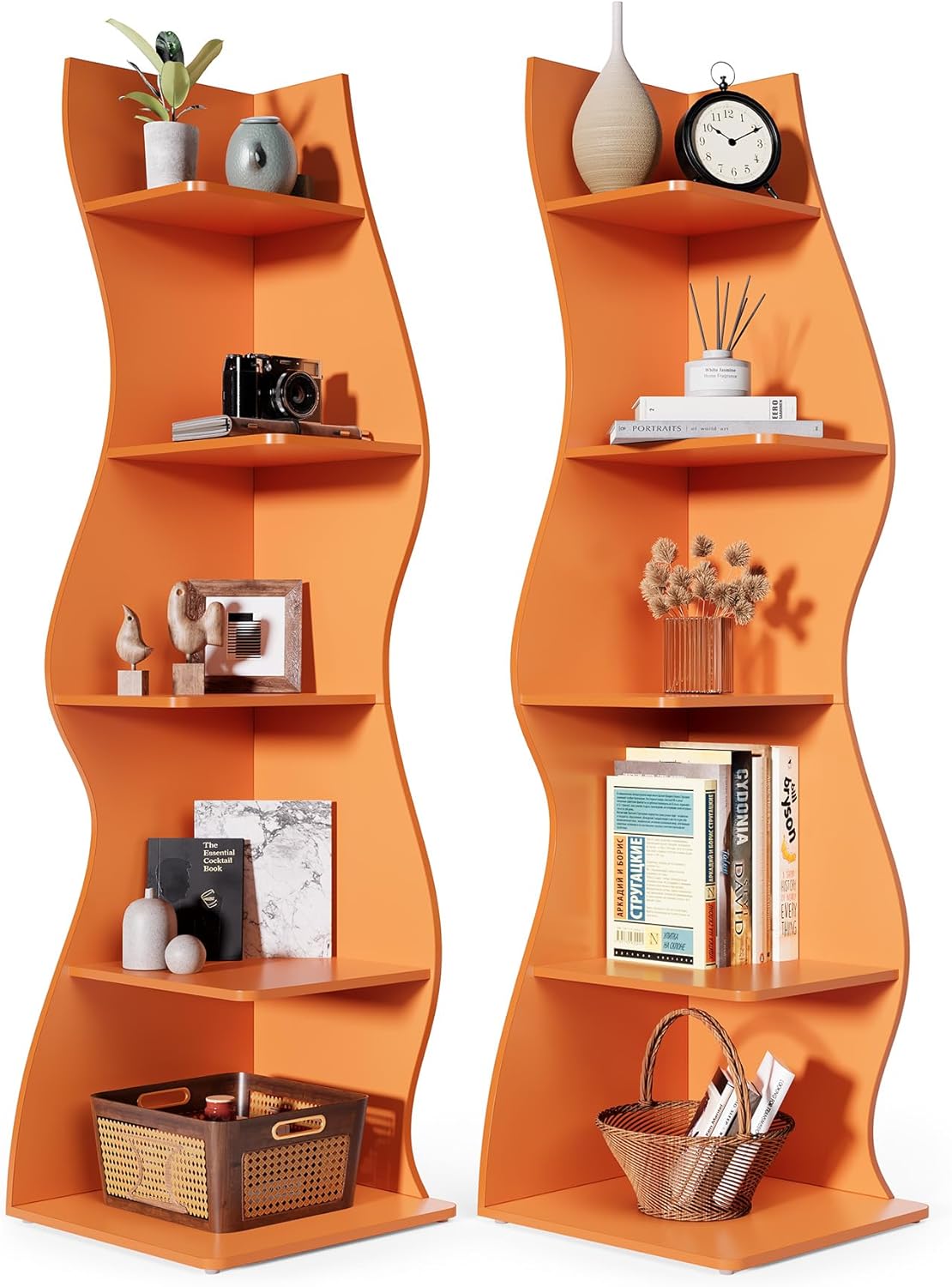 LITTLE TREE Small Corner Shelf - Modern 5-Tier Bookshelf Rack