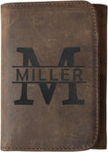 Personalized Trifold Wallet for Men - Distressed Genuine Leather