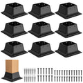 4x4 Post Base 9Pcs - Heavy Duty Powder-Coated Steel Post Bracket