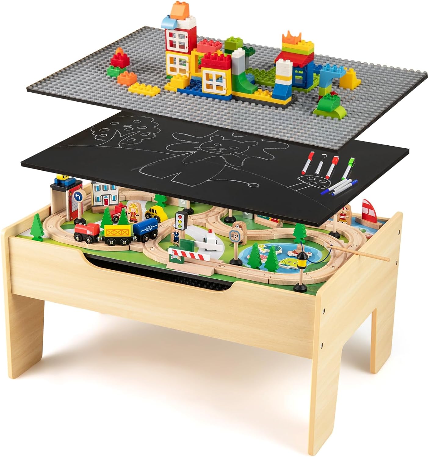 INFANS Train Table with Storage for Endless Creative Play