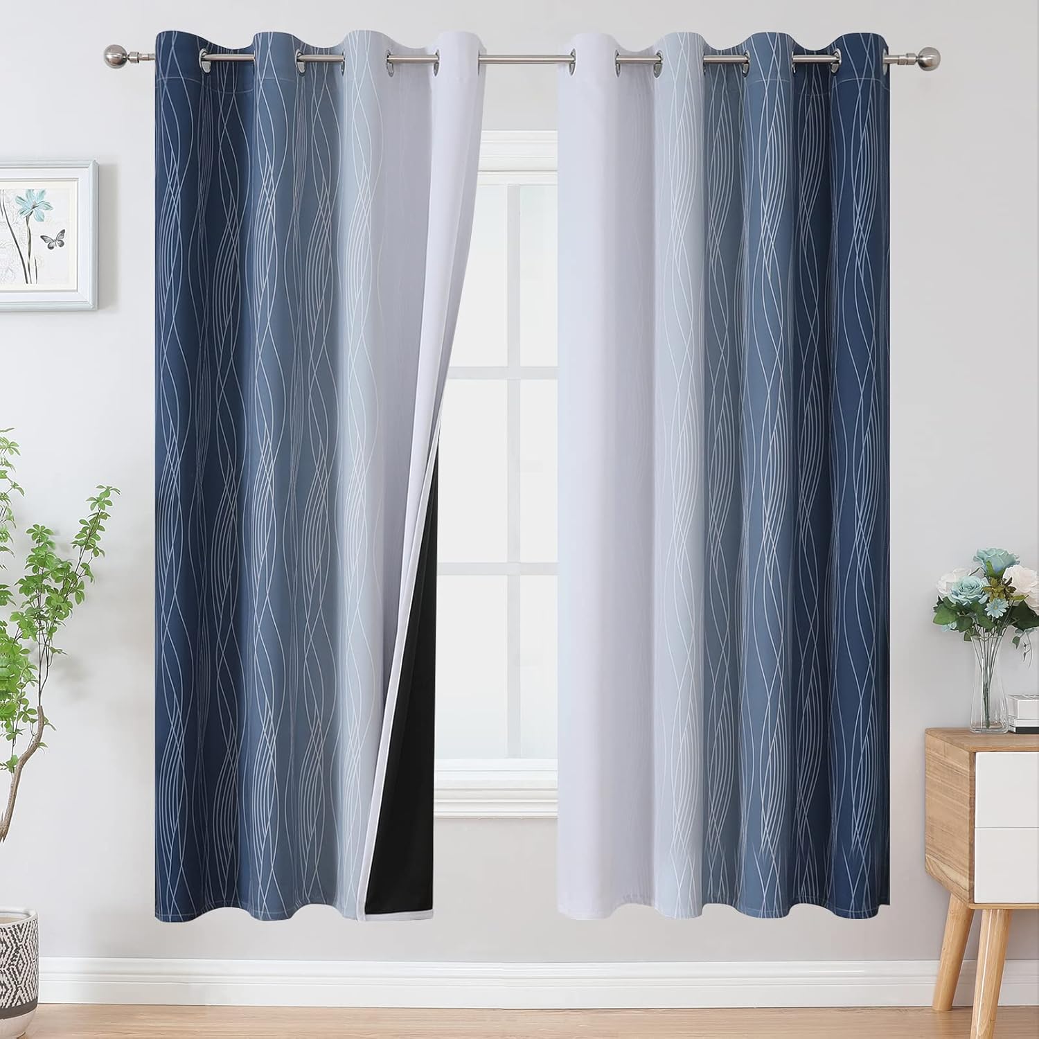 Ombre Blackout Curtains for Bedroom and Living Room 72 in Long
