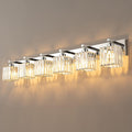 Modern 6-Light Chrome Crystal Bathroom Vanity Light Fixtures - Elegant