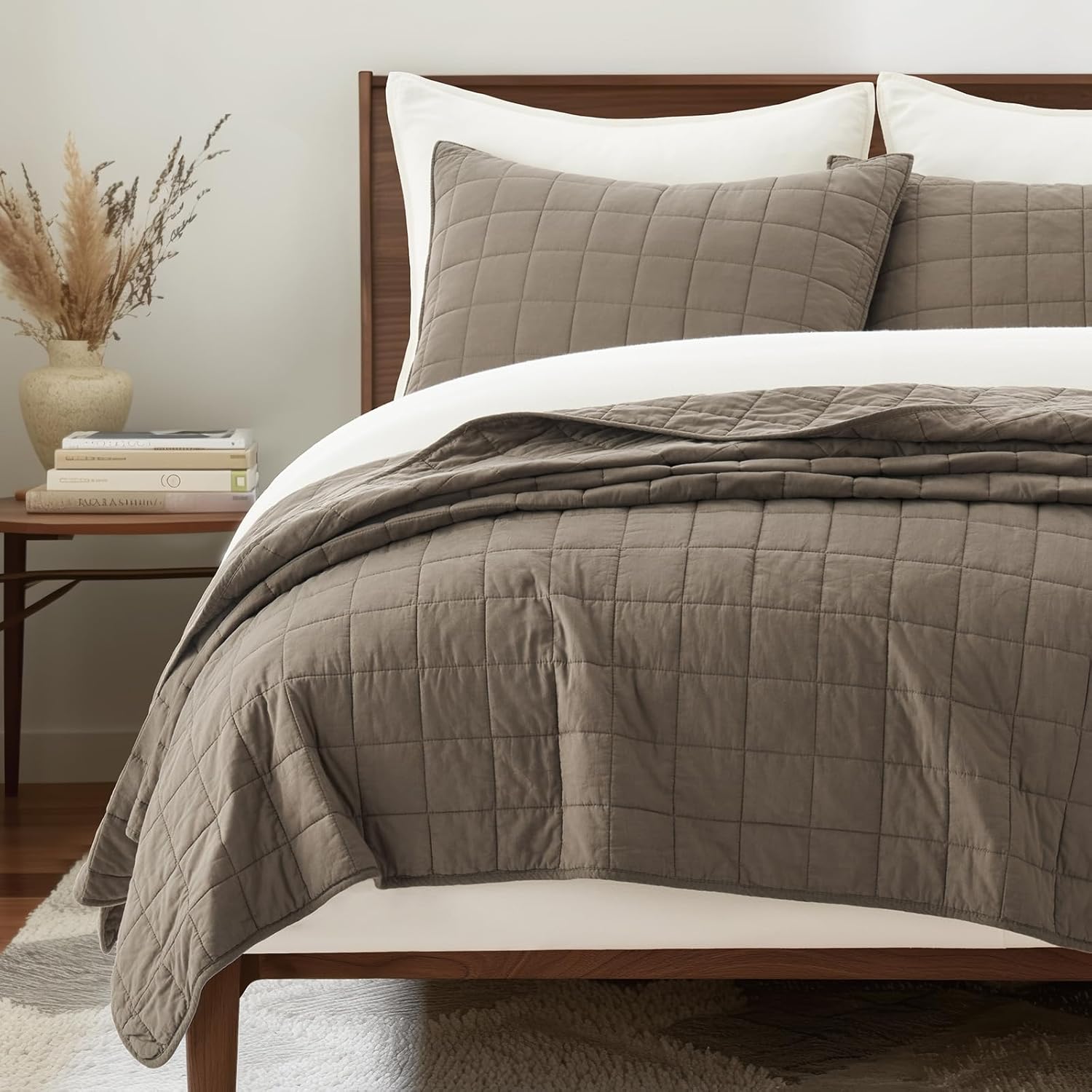 100% Cotton Box Stitch Quilt Set King Size for Cozy Comfort