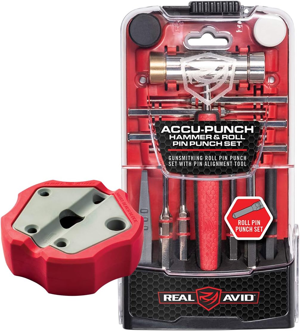 Real Avid Roll Pin Punch Set with Magnetic Bench Block for Gunsmithing