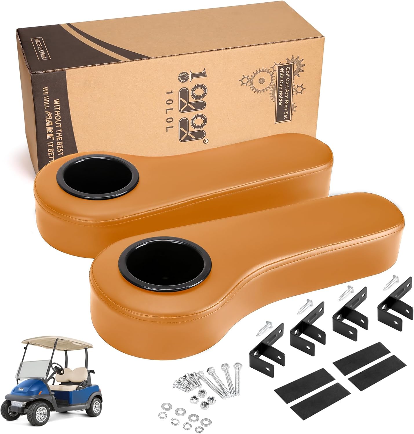 10L0L Golf Cart Rear Seat Kit with Arm Rest and Cup Holder