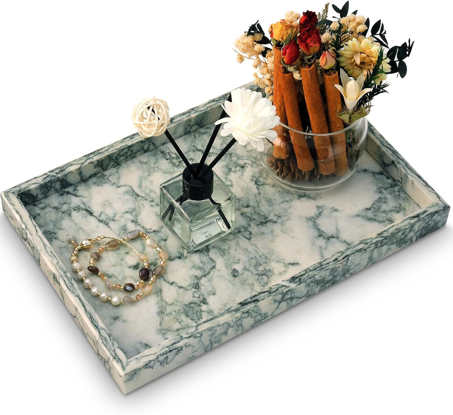 MULWR Marble Bathroom Tray: Elegant Natural Vanity Solution