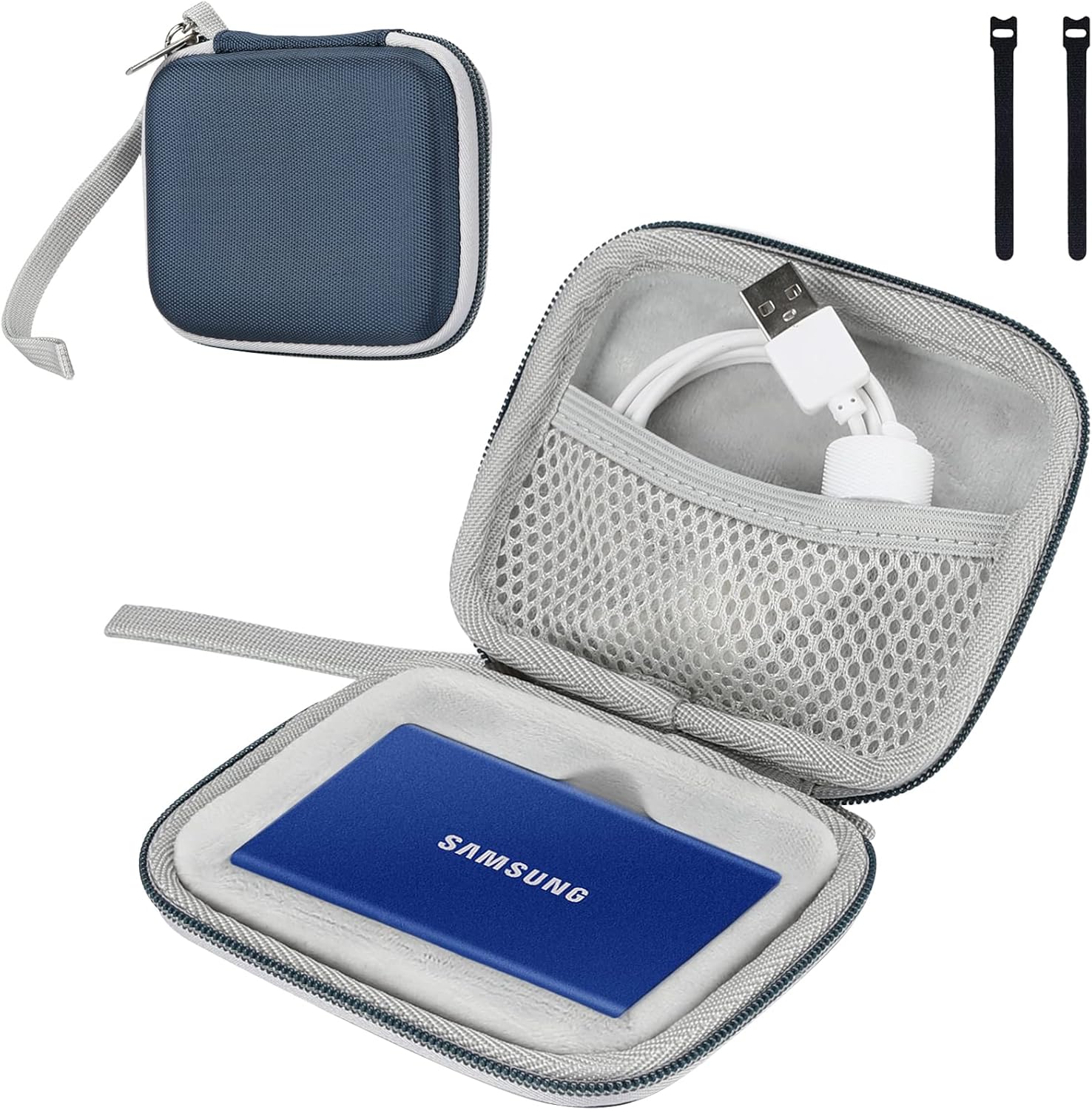 Shockproof Samsung T7 SSD Case + Cable Ties