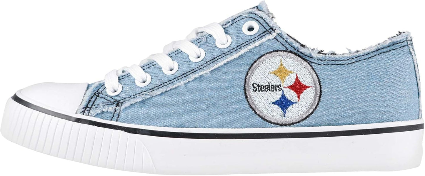 FOCO Women's NFL Denim Team Logo Low Top Canvas Sneakers