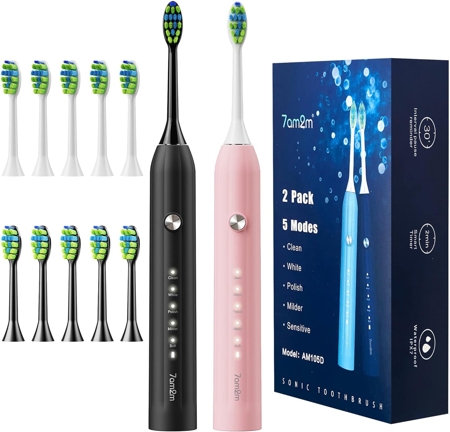7AM2M Rechargeable Sonic Electric Toothbrush for All Ages