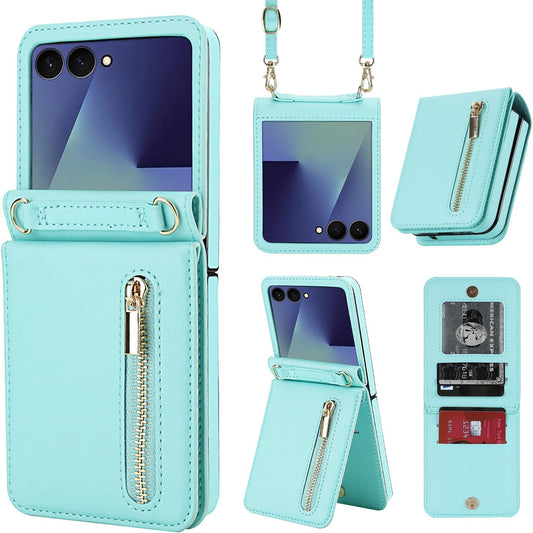 Luxury Zipper Wallet Phone Case for Samsung Galaxy Z Flip 7