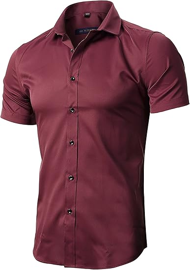 FLY HAWK Mens Button Up Short Sleeve Shirt for Casual Wear