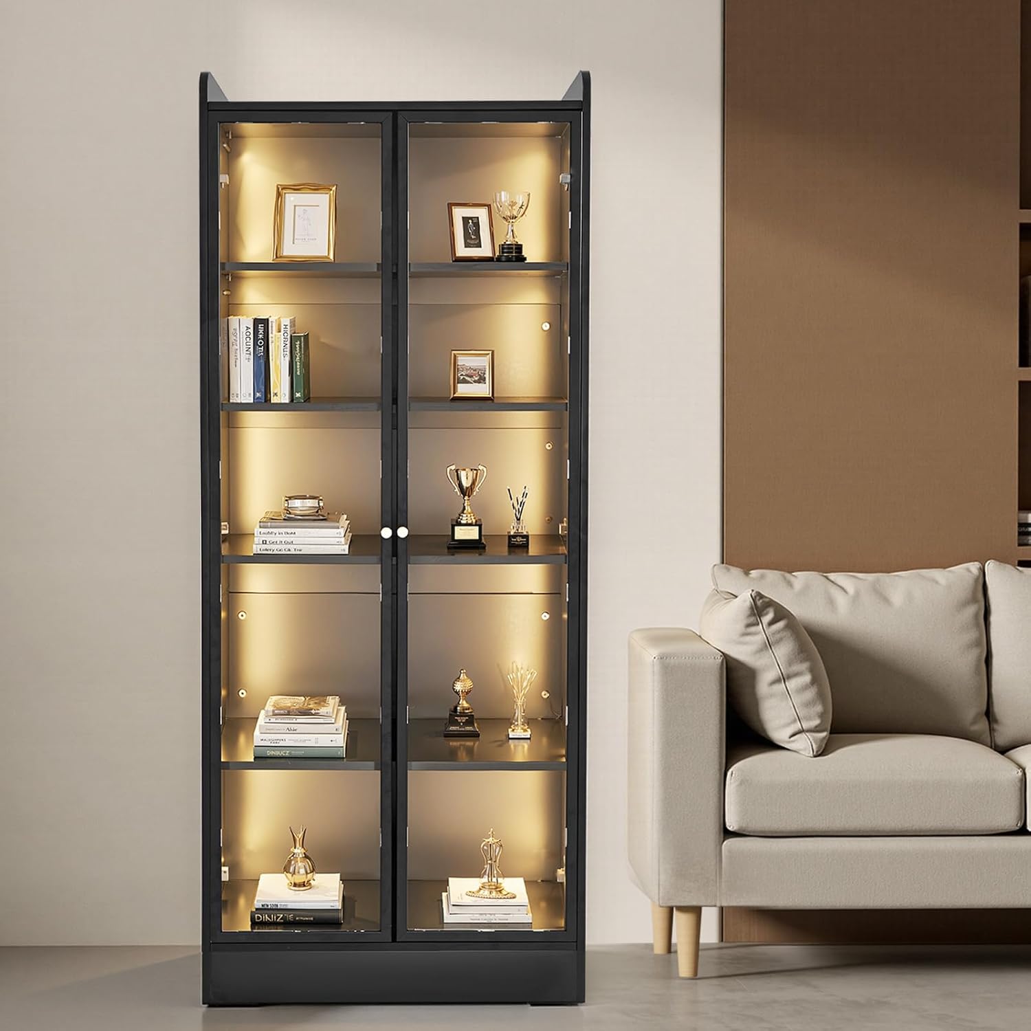 VEVOR Display Cabinet with Doors for Collectibles and Books