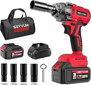 SEYVUM Impact Wrench with 320 Ft-lbs Torque for Heavy Duty Tasks