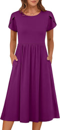 Women's Floral A-Line Midi Dress with Pockets - Flowy Summer Fit