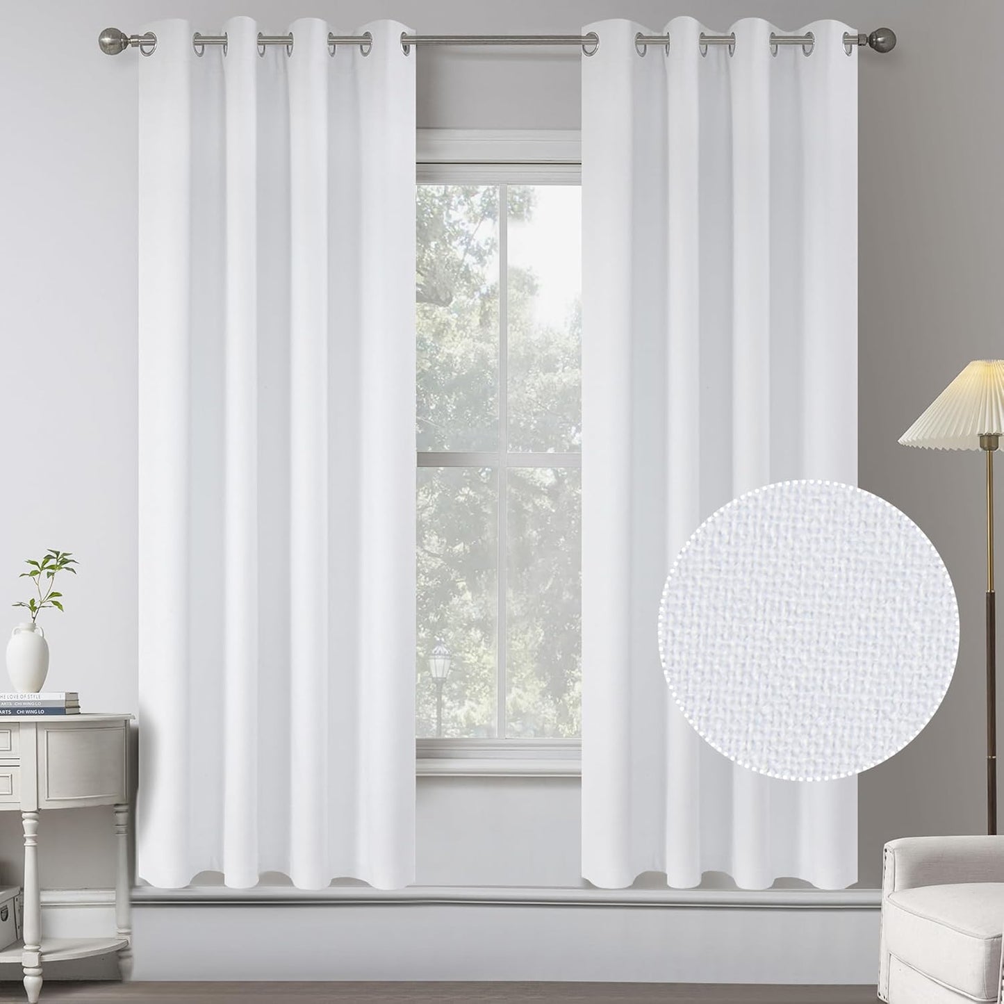Country Style Room Darkening Linen Drapes for Bedroom & Living Room