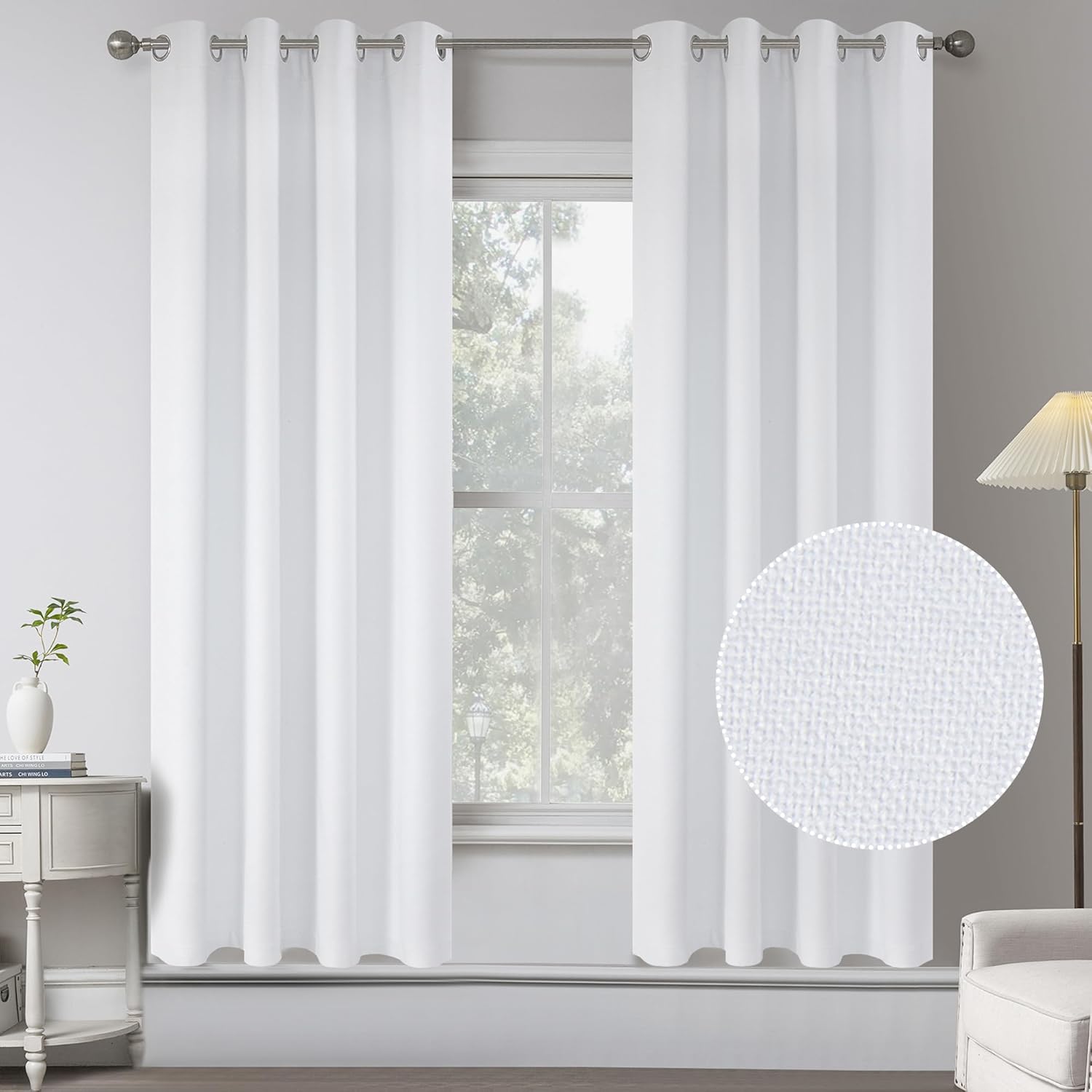 Country Style Room Darkening Linen Drapes for Bedroom & Living Room