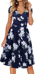 Women's Cap Sleeve V-Neck Floral Dress - Soft Cotton Blend