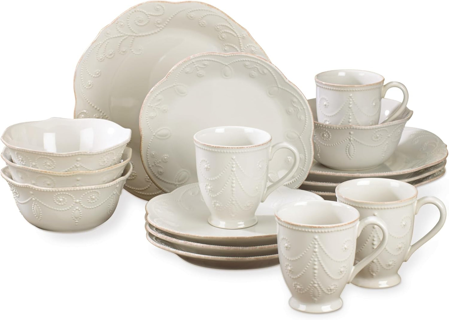 Lenox French Perle White 16-Piece Dinnerware Set for Elegance