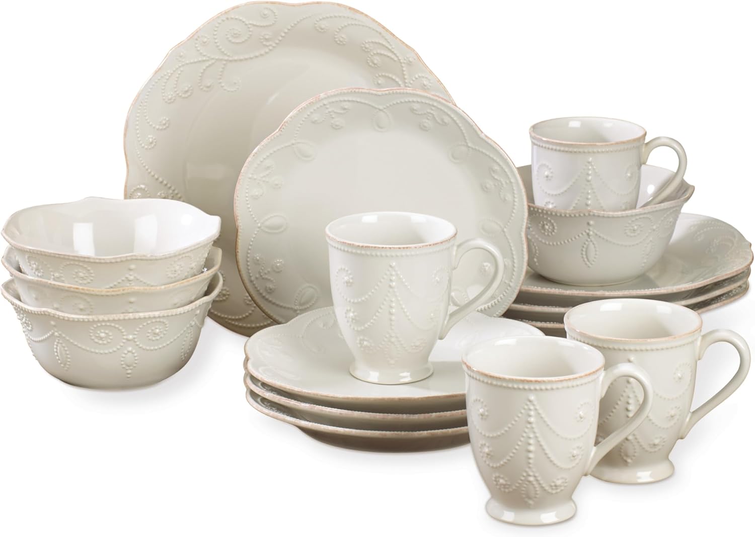 Lenox French Perle White 16-Piece Dinnerware Set for Elegance