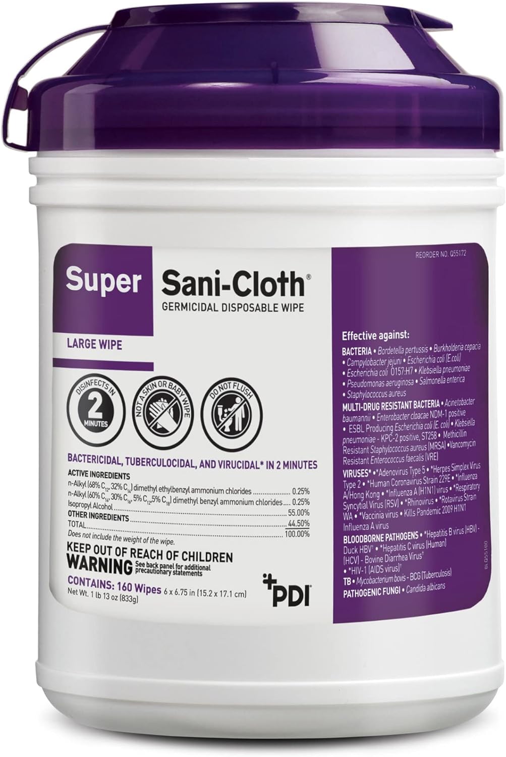 PDI Q55172 Super Sani Cloth Germicidal Disinfecting Wipes