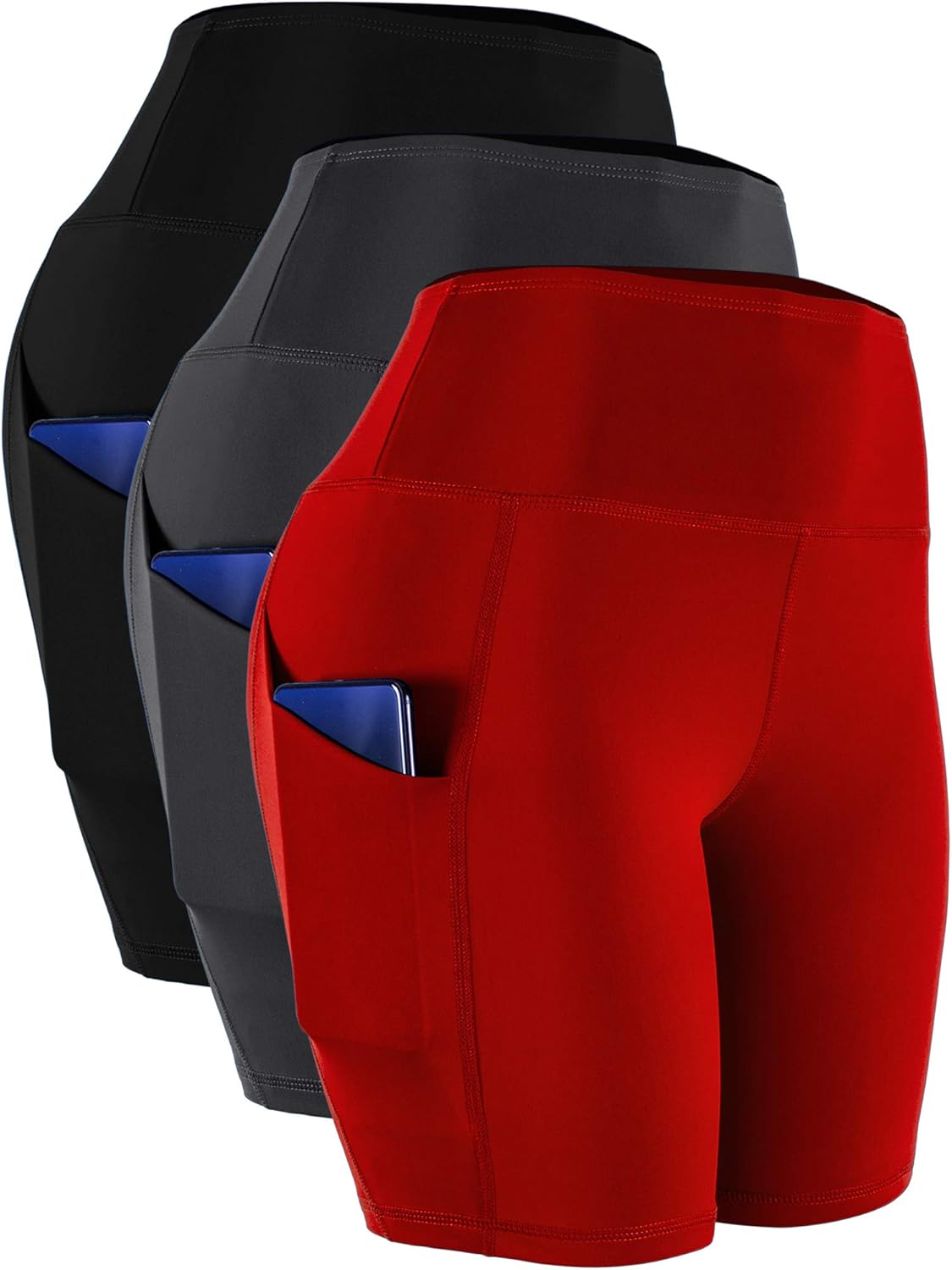 CADMUS Women's High Waist Spandex Yoga Shorts with Pockets
