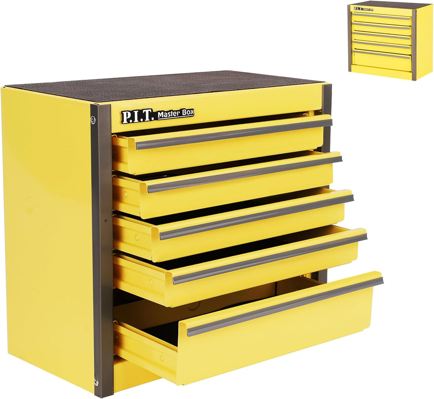 P.I.T. Mini Lemon Yellow Tool Box - Portable 5-Drawer Storage