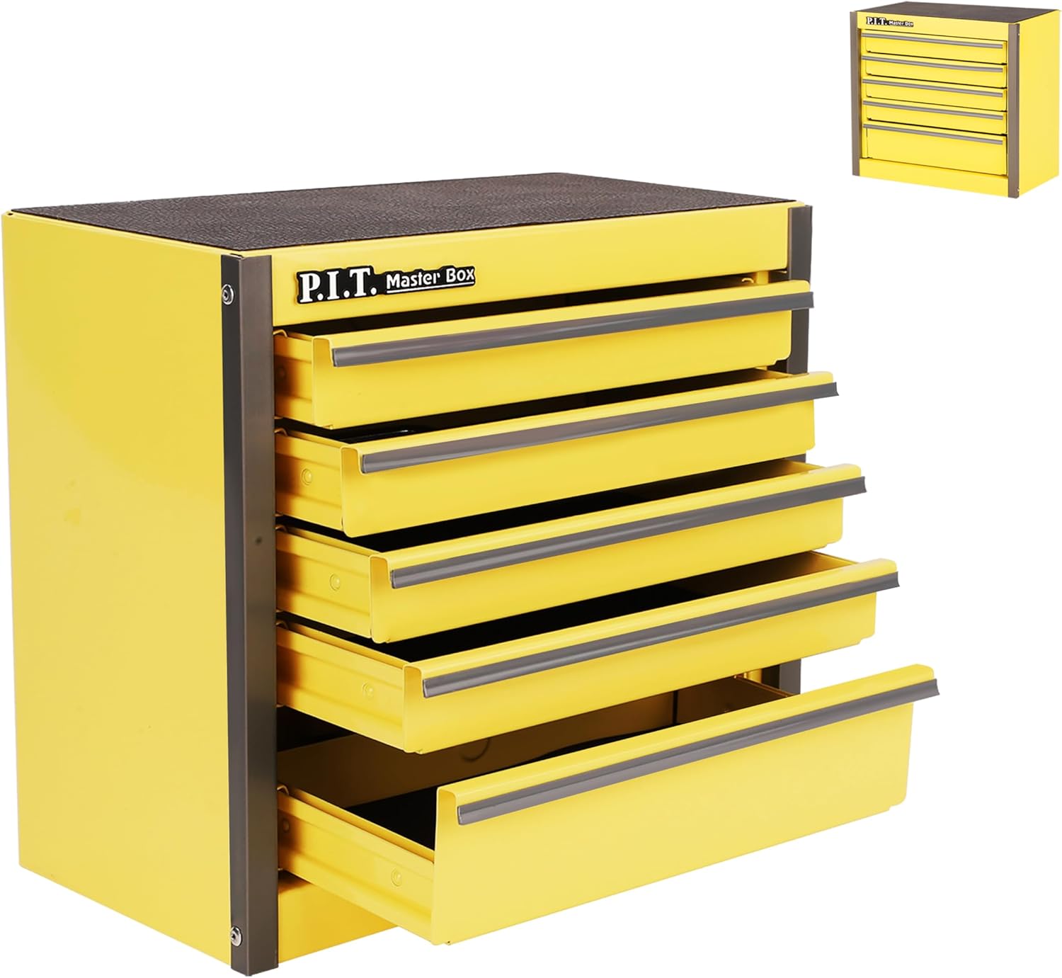 P.I.T. Mini Lemon Yellow Tool Box - Portable 5-Drawer Storage