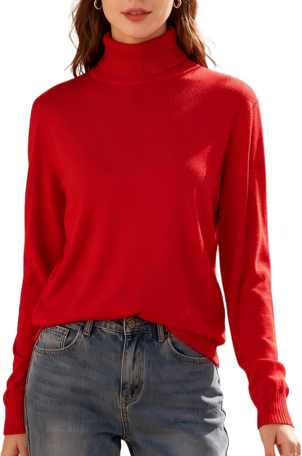 SANGTREE Women's Turtleneck Sweater for Casual Fall Style