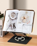 Book Stand for Reading Adjustable 360 Rotate Foldable Desktop Riser