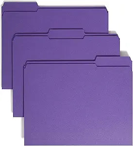 Smead File Folder Reinforced 1/3-Cut Tab Letter Size Purple