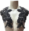 Handmade Black Rhinestone Applique Pair 26.5 x 18cm - Elegant Dress