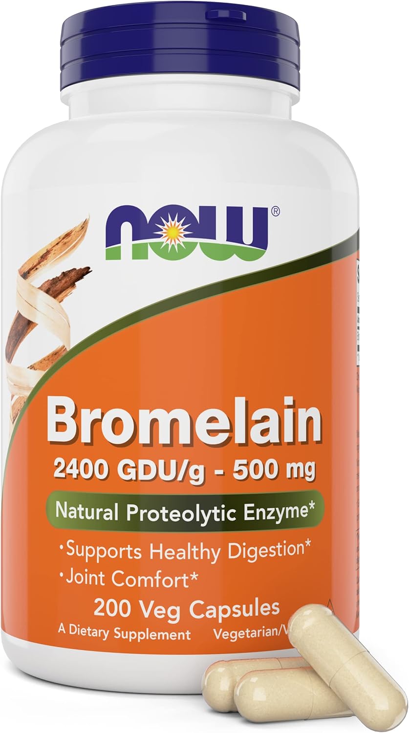 Now Bromelain 500 mg Natural Pineapple Enzyme Supplement 200 Caps