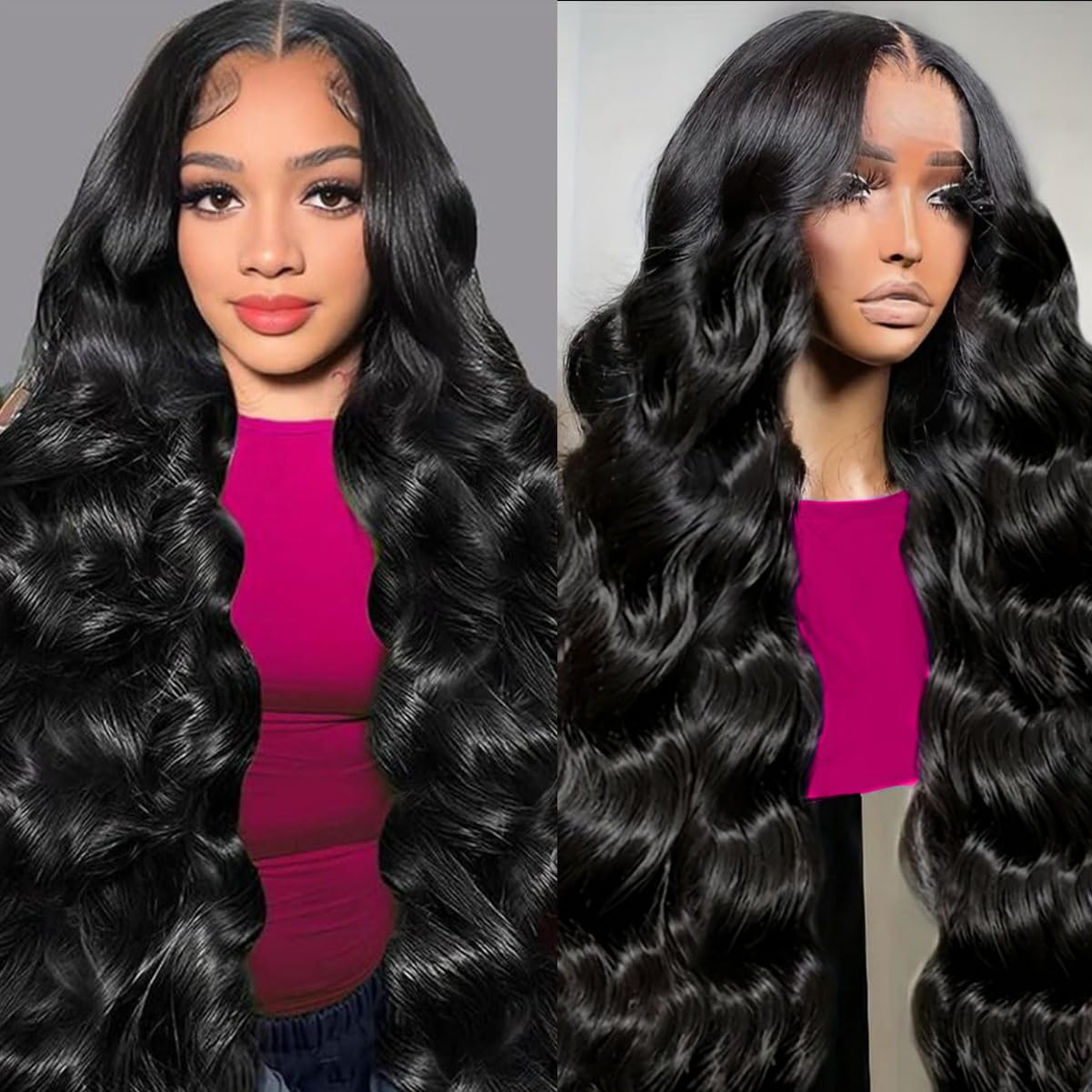 KXBKXB 30 Inch Body Wave Lace Front Wig for Women 220% Density