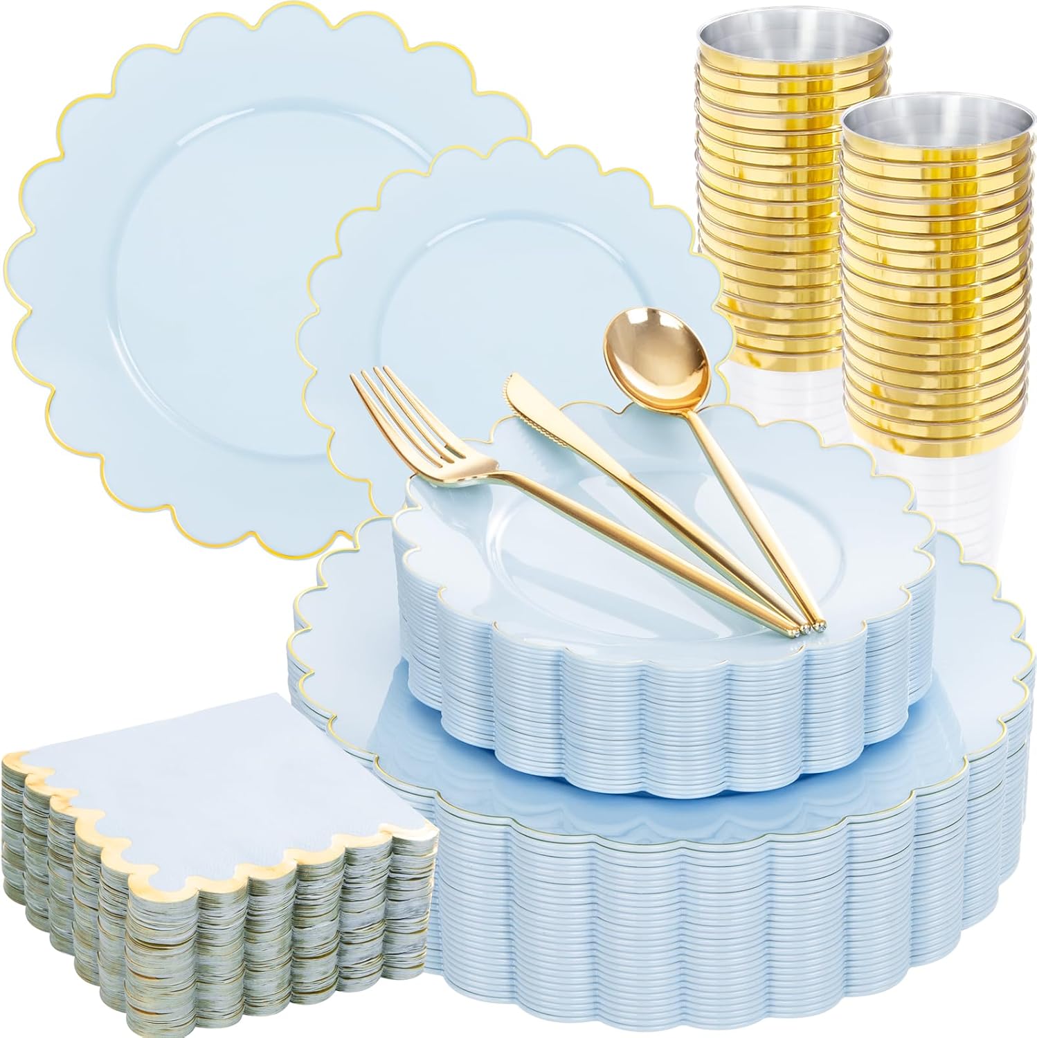 Light Blue Plastic Dinnerware Set for 30 Guests by LIYH