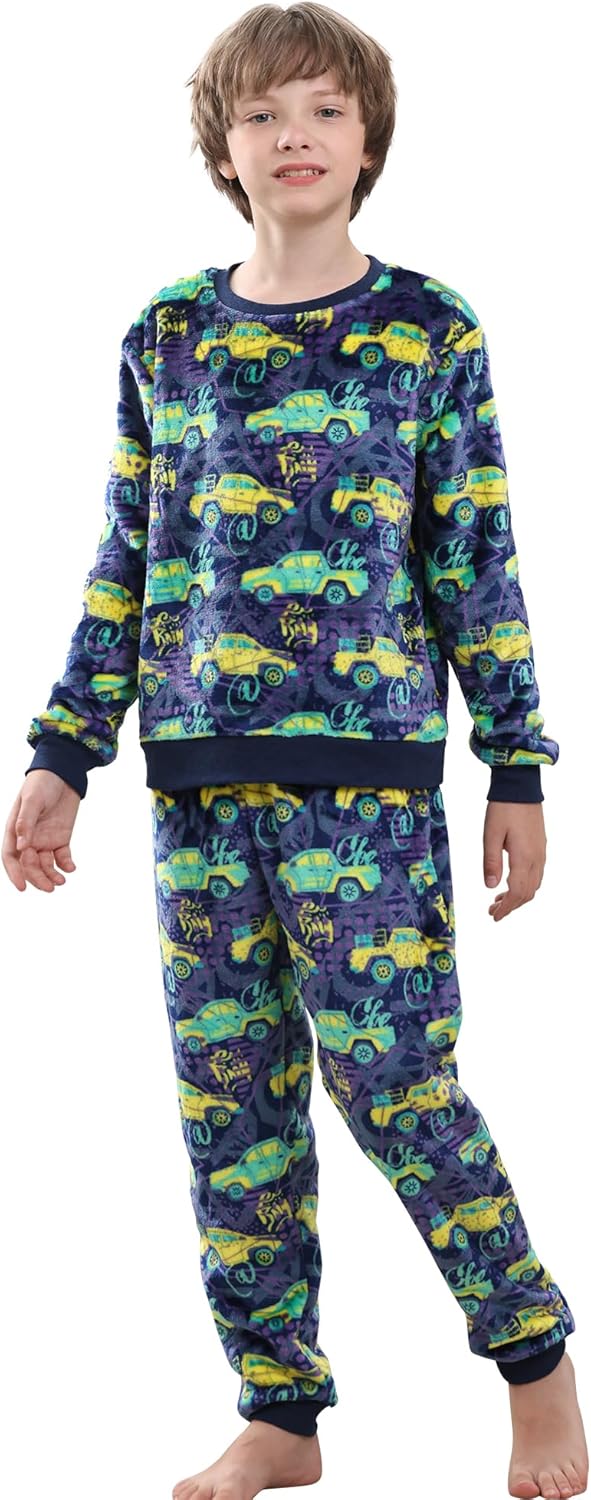Boys Fleece Pajamas Set for Kids 7-16 Years - Soft & Cozy