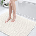 Chenille Bath Rug 47x32 Ivory - Ultra Soft Thick Shaggy Mat