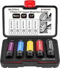 1/2 in Drive Impact Lug Nut Socket Set - Thin Wall Wheel Protector