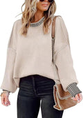 ETCYY Womens Oversized Colorblock Striped Knit Pullover - Cozy Women's