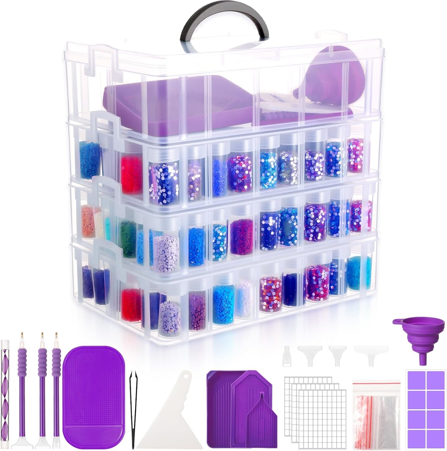 Willinglong 4 Tier Diamond Storage Containers for Craft Supplies