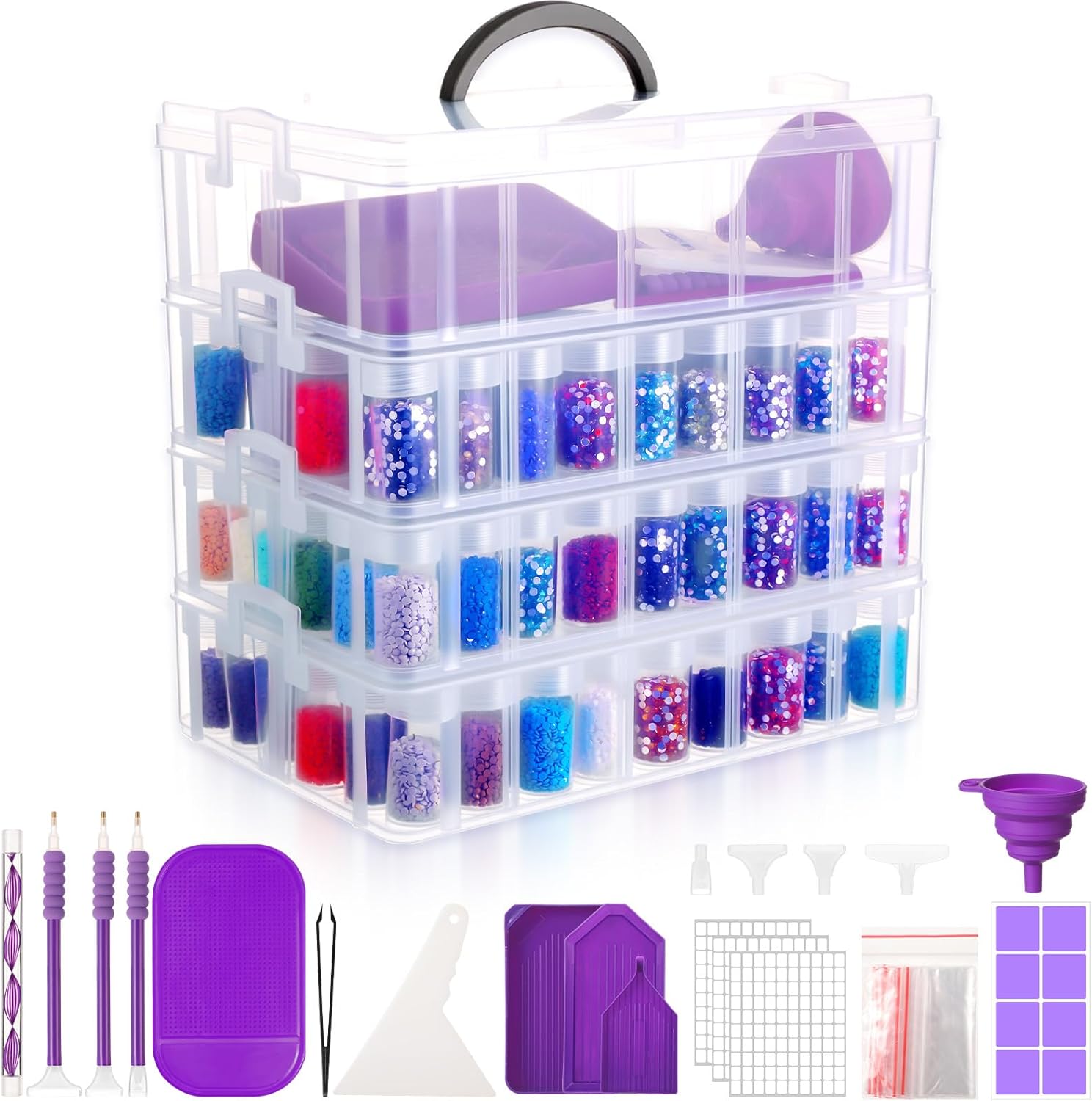 Willinglong 4 Tier Diamond Storage Containers for Craft Supplies