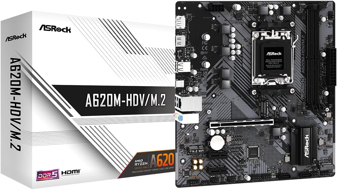 ASRock A620M-HDVM.2 Micro-ATX AM5 Motherboard for Ryzen