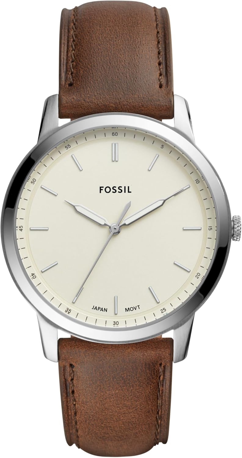 Fossil Men's Minimalist Quartz Stainless Steel Leather Watch