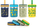 10 oz Stainless Steel Kids Cups 4-Pack - Silicone Sleeves & Straws